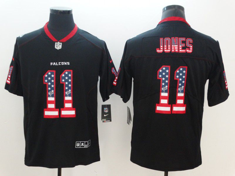 Men Atlanta Falcons #11 Jones Nike USA Flag Fashion Black Color Rush Limited NFL Jerseys